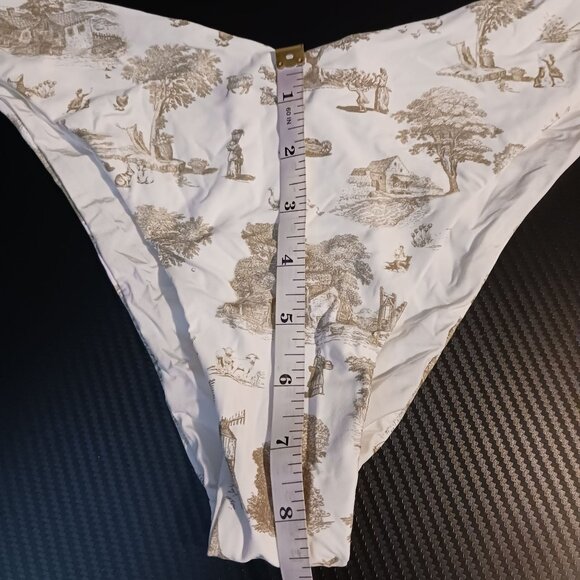NEW WeWoreWhat Delilah Vintage Toile‎ Print Scoop Bikini Swim Bottom in Sage, L - Picture 13 of 13
